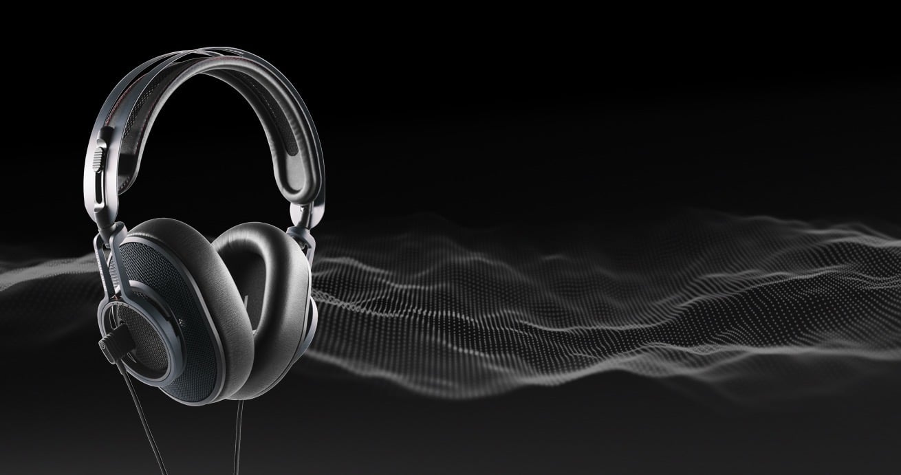 Kopfhörer mit Schallwellen