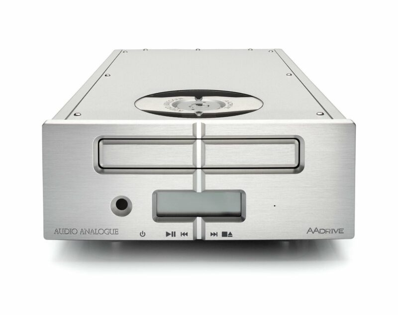 Silberner CD-Player mit Bildschirm und Tasten