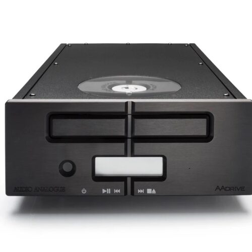 CD-Player mit eingelegter Disc, dunkelgrau.