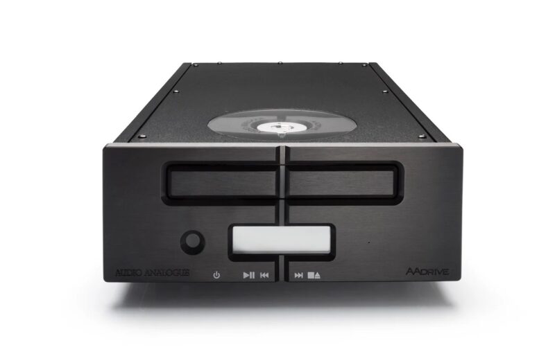 CD-Player mit eingelegter Disc, dunkelgrau.