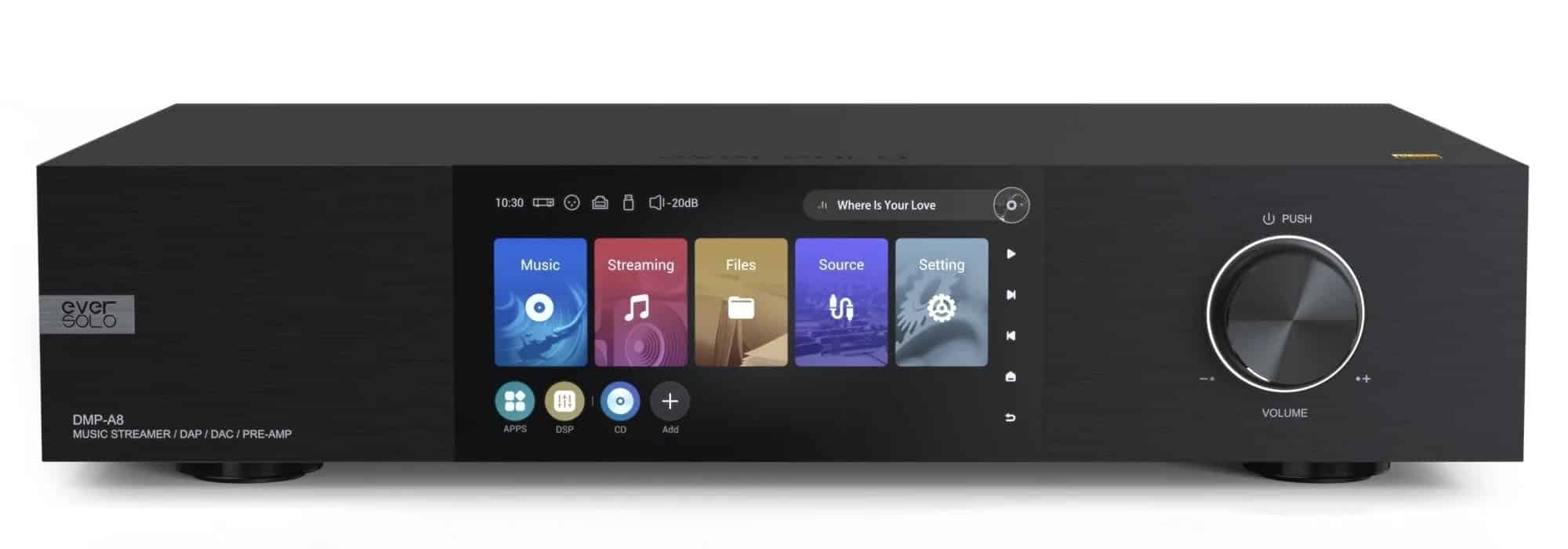 Schwarz Musik Streamer mit Touchscreen