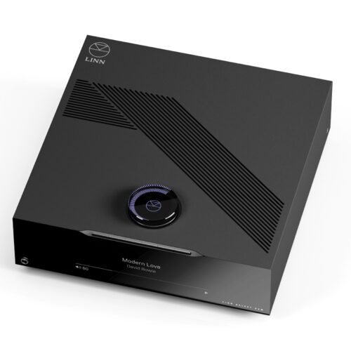 Schwarzes Audiogerät mit Display und Regler