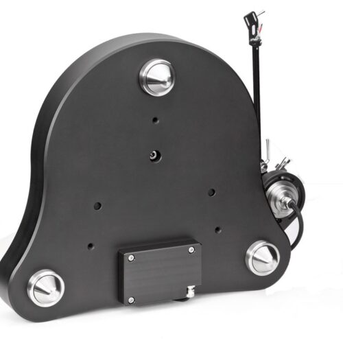 Schwarzer Plattenspieler mit Tonarm