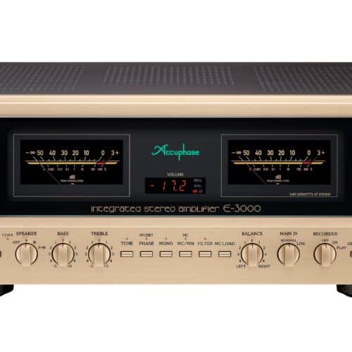 Goldener Stereo-Verstärker mit Anzeigen und Knöpfen