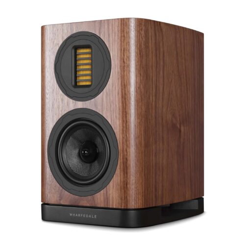 Holzlautsprecher mit schwarzem Sockel