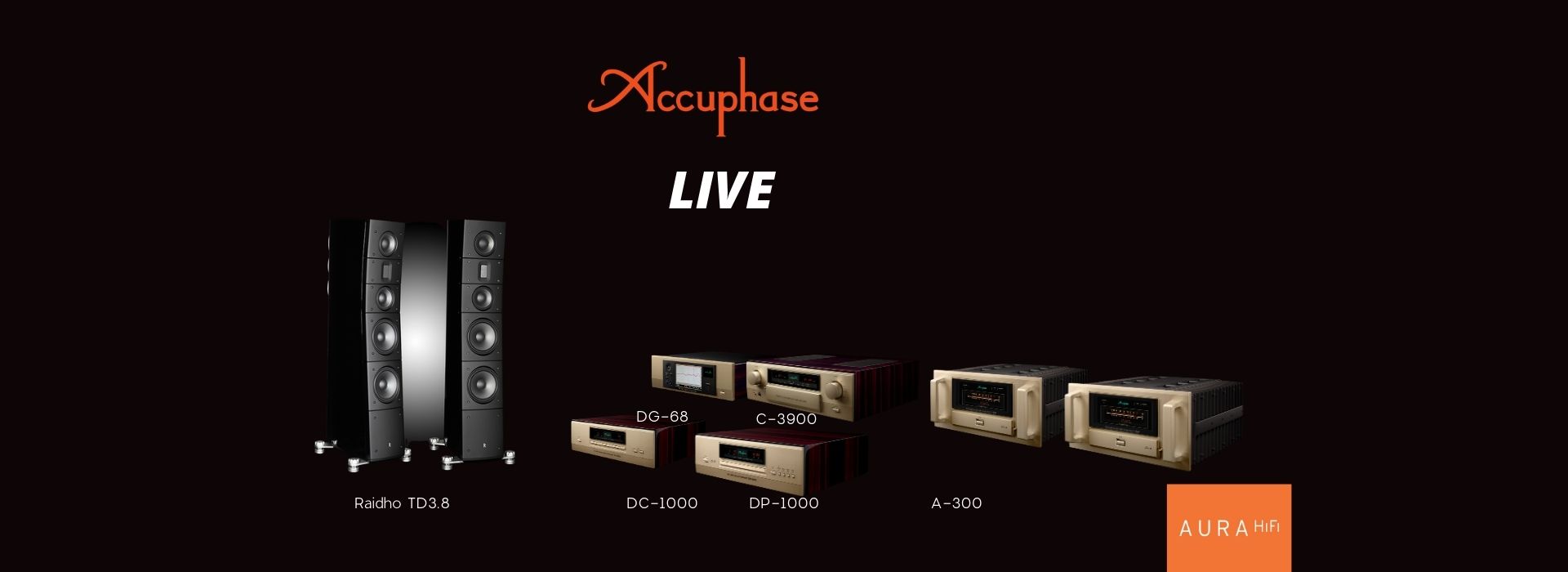 Accuphase Hi-Fi Geräte unter Live-Logo